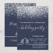Minimalistisch marineblauw sneeuwfeestje corporate kaart (Voorkant / Achterkant)