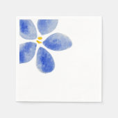 Minimalistisch marineblauw Waterverf bloemen Servet (Voorkant)