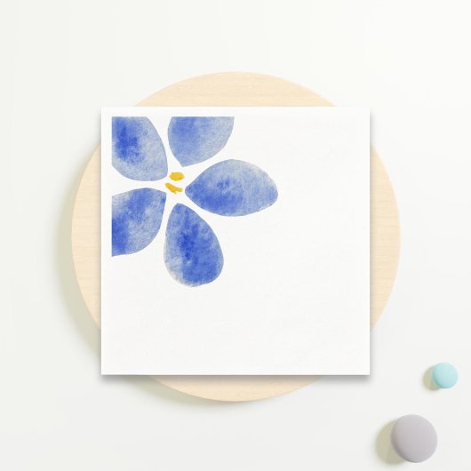 Minimalistisch marineblauw Waterverf bloemen Servet