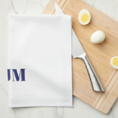 Minimalistisch marineblauw wit Custom monogram Theedoek (Quarter Fold)