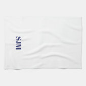 Minimalistisch marineblauw wit Custom monogram Theedoek (Horizontaal)
