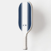 Minimalistisch marineblauw wit streep modern monog pickleball paddle (Links)