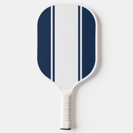 Minimalistisch marineblauw wit streep modern monog pickleball paddle (Achterkant)