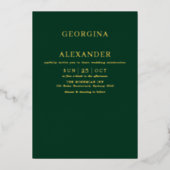 Minimalistisch marineloongroen goud folie uitnodiging (Voorkant)