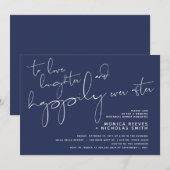 Minimalistisch marineschrift voor bruiloft kaart (Voorkant / Achterkant)