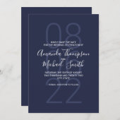 Minimalistisch marinesultaat Blue Modern Script We Save The Date (Voorkant / Achterkant)