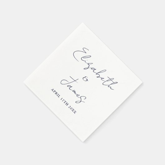 Minimalistisch marinesultaat Blue Modern Script We Servet (Hoek)