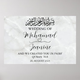 Minimalistisch marmer islamitisch moslim bruiloft  poster