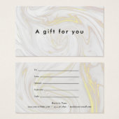 Minimalistisch Marmeren Zakelijk Cadeaubewijs Visitekaartje (Voorkant /achterkant)