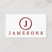 Minimalistisch maroon monogram Logo ingegraveerd e Visitekaartje (Voorkant)
