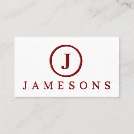 Minimalistisch maroon monogram Logo ingegraveerd e Visitekaartje