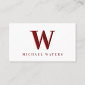 Minimalistisch maroon monogram Logo ingegraveerd e Visitekaartje (Voorkant)