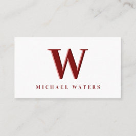 Minimalistisch maroon monogram Logo ingegraveerd e Visitekaartje