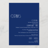 Minimalistisch Marseille Blauw Bruiloft Drinken Ba Menu (Voorkant)