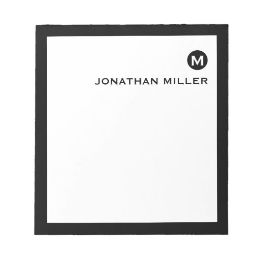 Minimalistisch Masculinair Initiaal en naam Notitieblok (Voorkant)