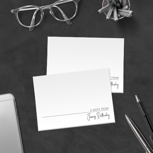 Minimalistisch Masculine Black en White Simple Notitiekaartje