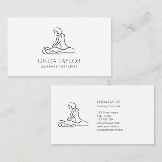 Minimalistisch massagetherapeut visitekaartje (Voorkant / Achterkant)