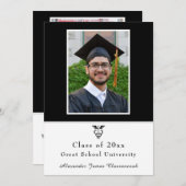 Minimalistisch Medisch Afstuderen Modern Zwart Wit Aankondiging (Voorkant / Achterkant)