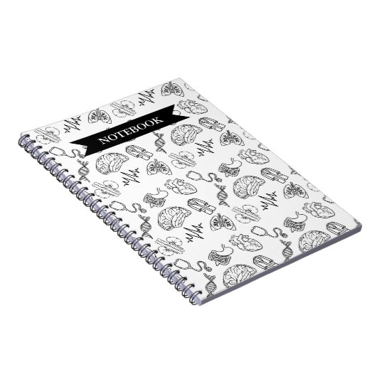Minimalistisch Medisch Doodlepatroon Spiraal Noteb Notitieboek (Rechterzijde)