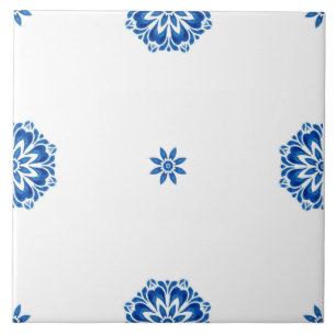 Minimalistisch Mediterraan Blauw en Wit Tegeltje