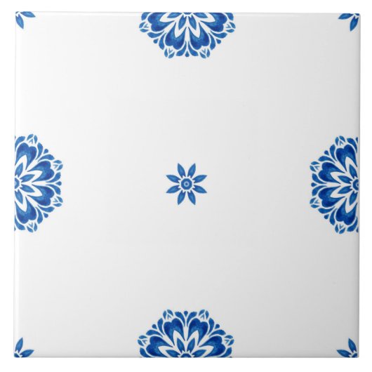 Minimalistisch Mediterraan Blauw en Wit Tegeltje (Voorkant)