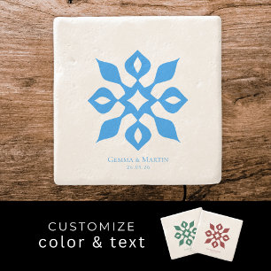 Minimalistisch Mediterraans Huwelijksjubileum Cade Stenen Onderzetter