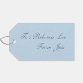 Minimalistisch meisje-chic beachy pastelblauw cadeaulabel (Achterkant Horizontaal)