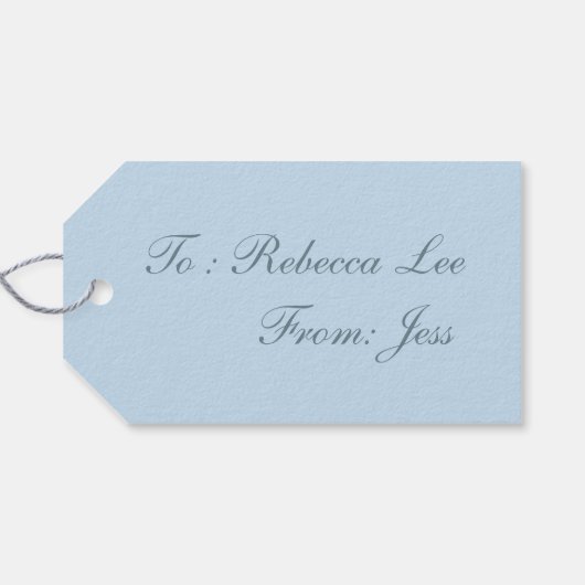 Minimalistisch meisje-chic beachy pastelblauw cadeaulabel (Achterkant Horizontaal)