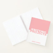 Minimalistisch Meisje Roze Wit Naam Breien Project Notitieboek (Binnen)