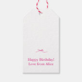 Minimalistisch meisje schattig roze boog monogram  cadeaulabel (Voorkant)