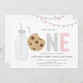 Minimalistisch Melk en Koekjes Meisje Eerste verja Kaart (Voorkant / Achterkant)