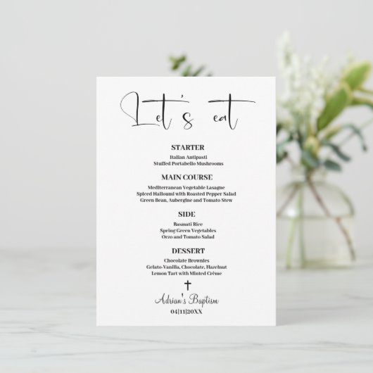 Minimalistisch menu Baptisme (Staand voorkant)