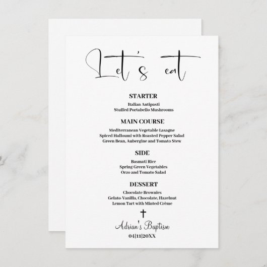 Minimalistisch menu Baptisme (Voorkant / Achterkant)