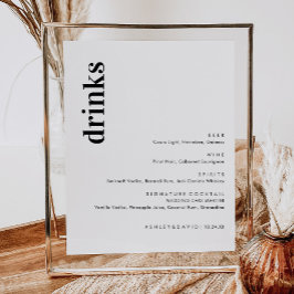 Minimalistisch menu Bold Wedbalk | Menu Drink Poster