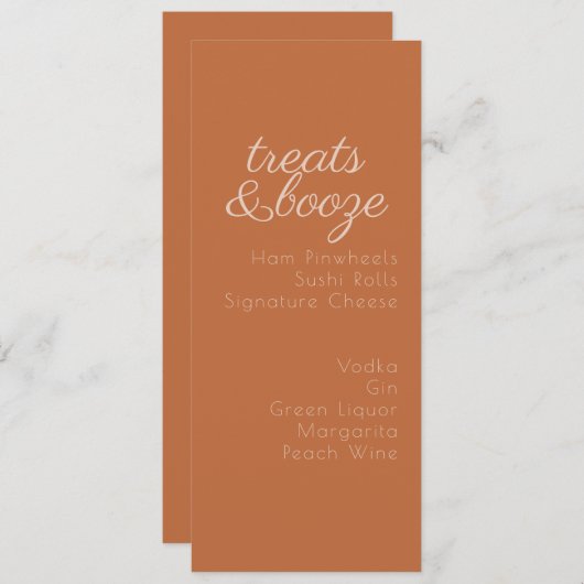 Minimalistisch menu Drinken aardetijdenweddenschap (Voorkant / Achterkant)