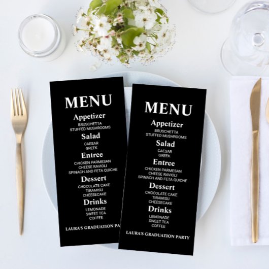Minimalistisch menu Eenvoudig gediplomeerd voedsel