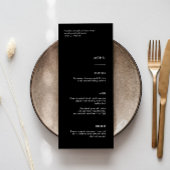 Minimalistisch menu Eenvoudige zwarte bruiloft