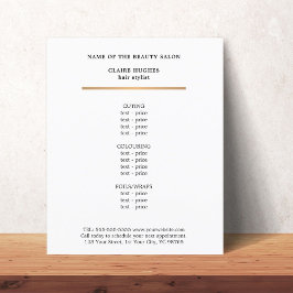 Minimalistisch menu Faux Gold Line Beauty Salon