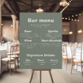 Minimalistisch menu Formele groene bruiloft met le Poster