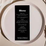 Minimalistisch menu Formele zwarte bruiloft van le<br><div class="desc">Deze minimalistische elegante formele zwarte trouwmenukaart is perfect voor een rustige bruiloft. Het ontwerp heeft een mooi lettertype op een zwarte achtergrond om uw evenement te verfraaien.</div>