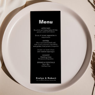 Minimalistisch menu Formele zwarte bruiloft van le