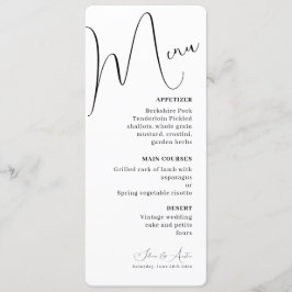 Minimalistisch menu Handscript Tekst en Photo brui
