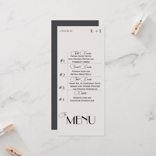 Minimalistisch Menu Kaart (Voorkant / Achterkant in situ)