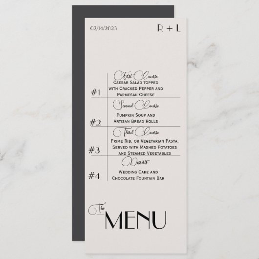 Minimalistisch Menu Kaart (Voorkant / Achterkant)