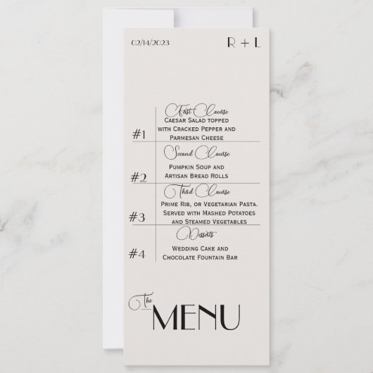 Minimalistisch Menu Kaart (Voorkant)