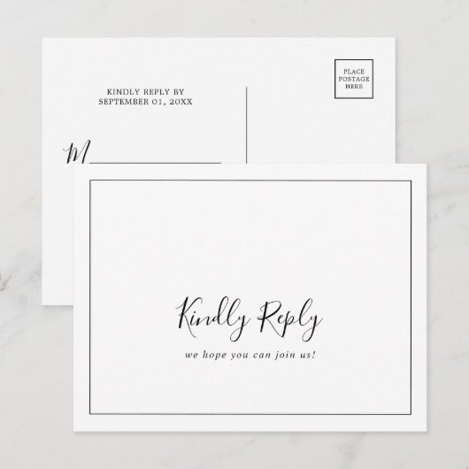 Minimalistisch menu Keuze RSVP-Briefkaart (Voorkant / Achterkant)