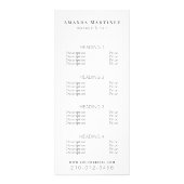 Minimalistisch menu met de service voor de prijsli (Voorkant)