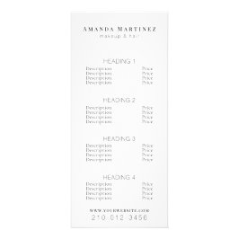 Minimalistisch menu met de service voor de prijsli