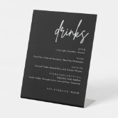Minimalistisch menu met Drinken voor zwarte bruilo Reclamebord Met Voetstuk (Voorkant)