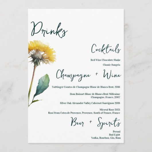 Minimalistisch menu met Drinken voor zwevende riem (Voorkant)